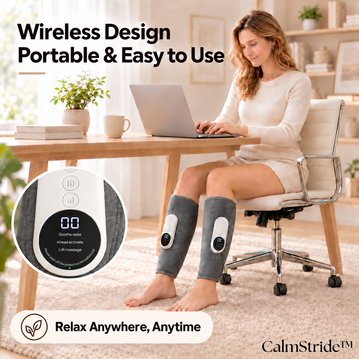 CalmStride™ – Cordless Leg Massager with Heat & Air Compression